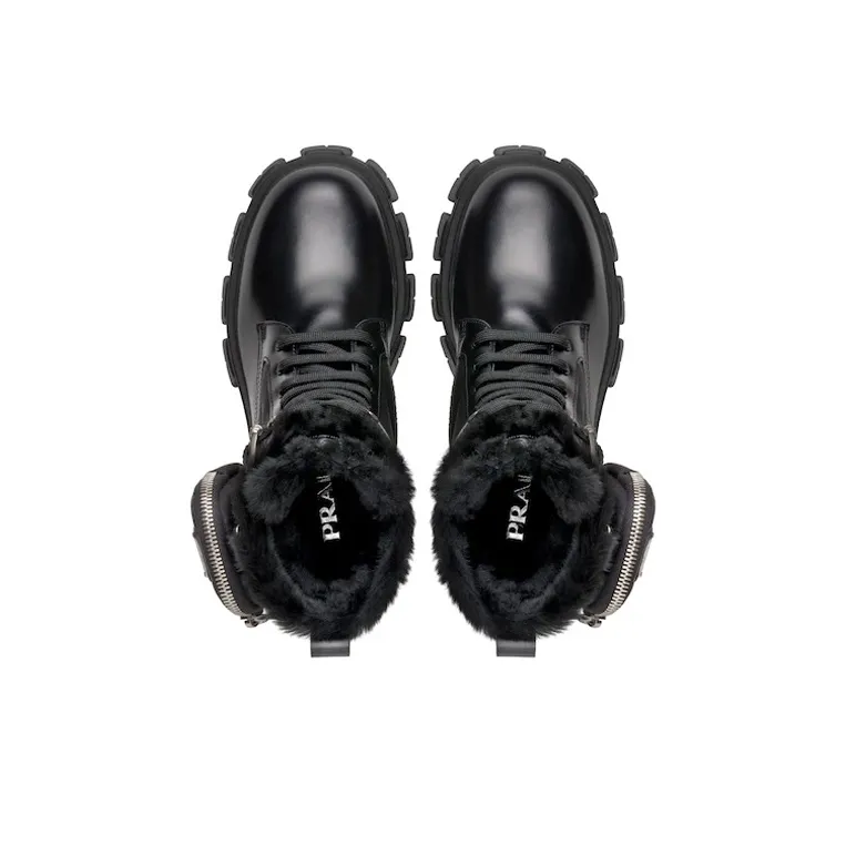 PRADA Monolith Ankle Boots Women's Black-3