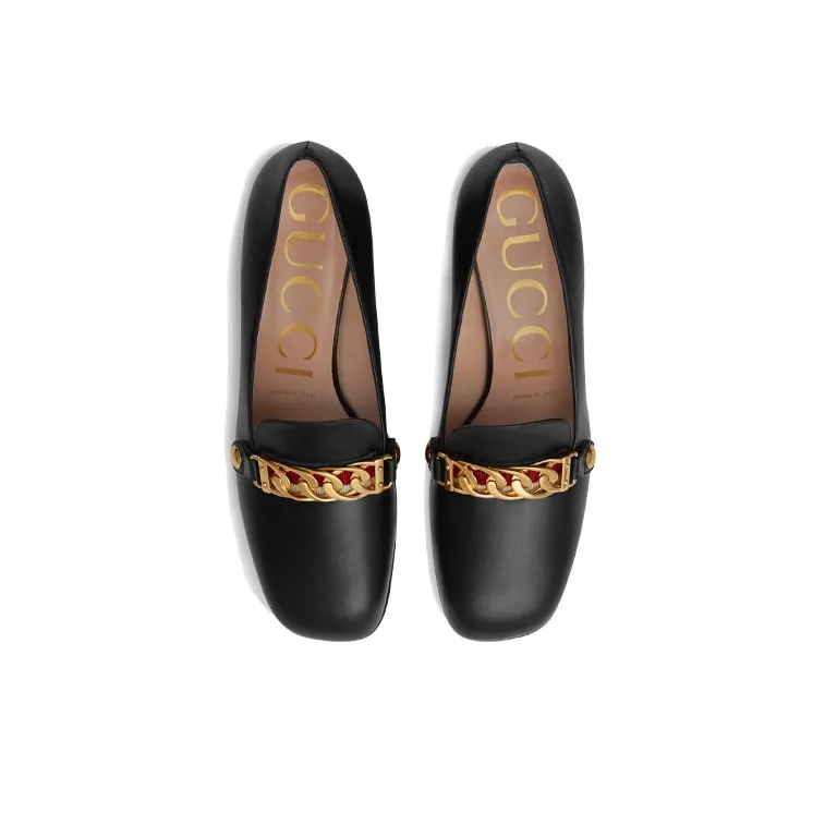 GUCCI Sylvie Chunky Heel High Heels 5.5cm Women's Black-3