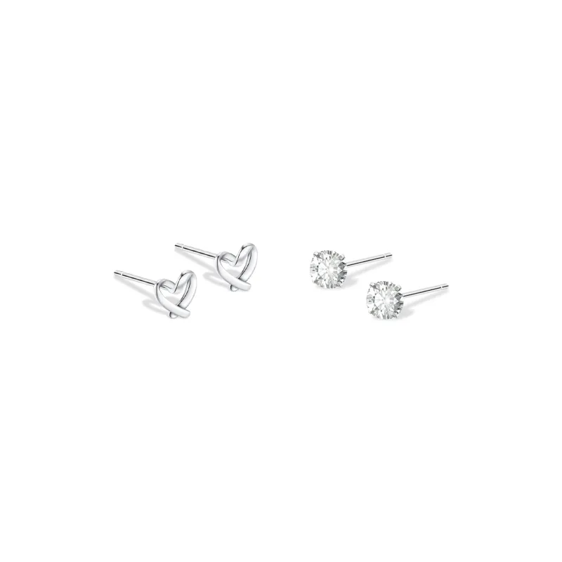 KUMET Sterling Silver Stud Earrings Women's Anniversary For Couples-0
