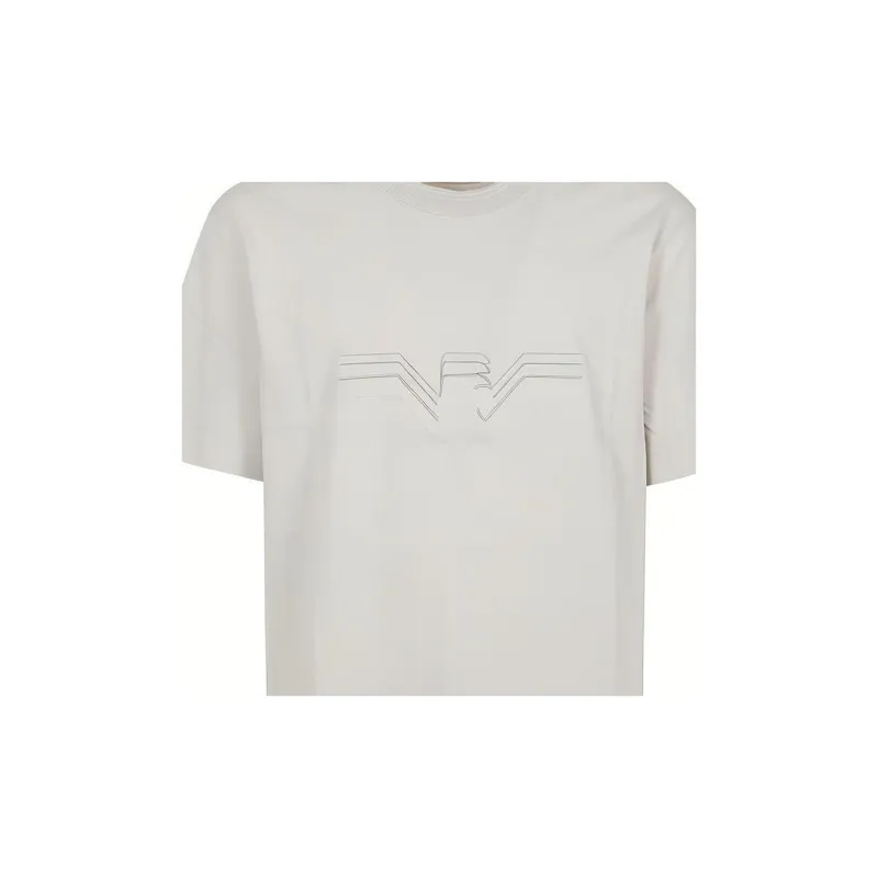 EMPORIO ARMANI Textured Gradient Eagle Heavy Jersey T Shirt-4