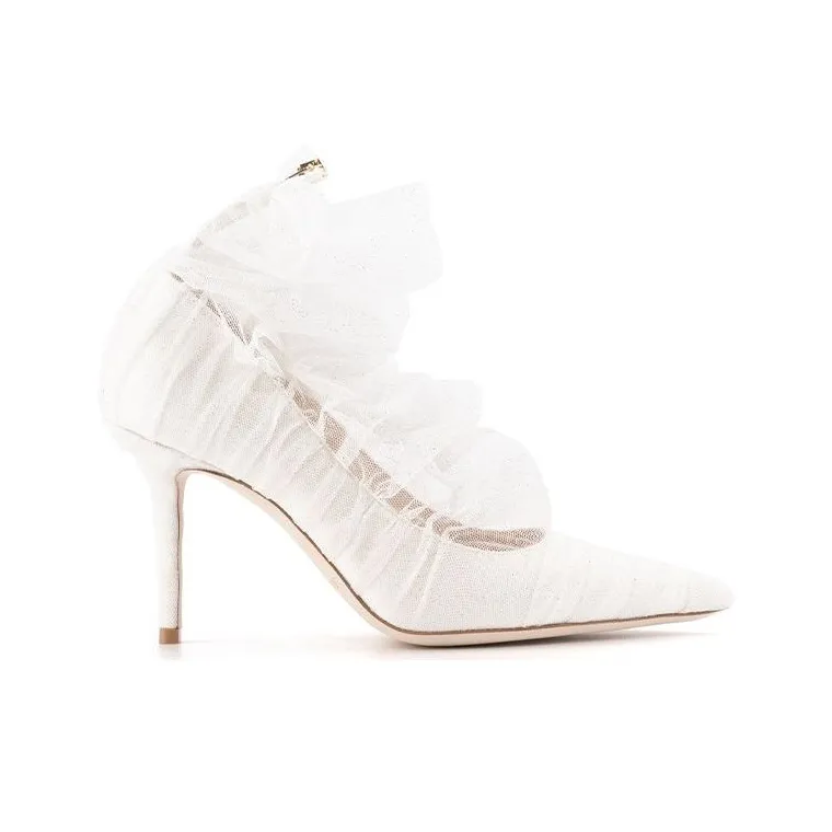 Jimmy Choo Lavish Slim Heel High Heels 8.5cm Women's White-1