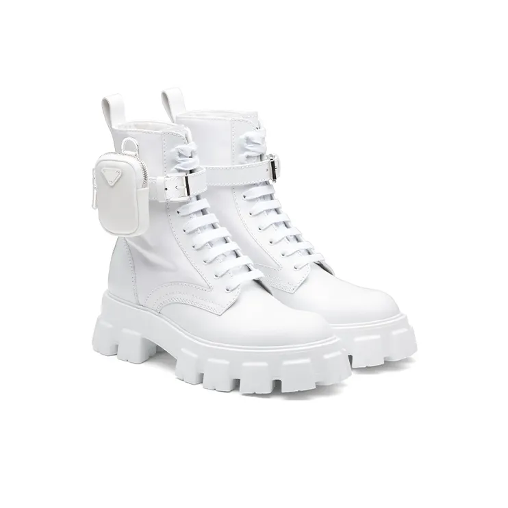 PRADA Monolith Ankle Boots Men's White-2