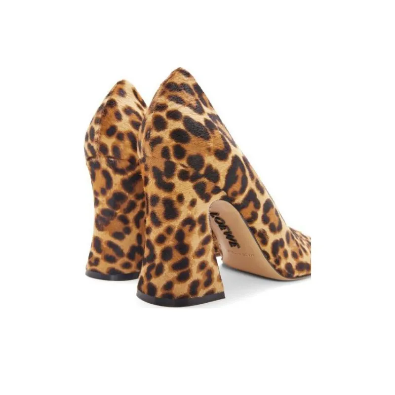 LOEWE Calle Chunky Heel High Heels 8.5cm Women's Brown-3