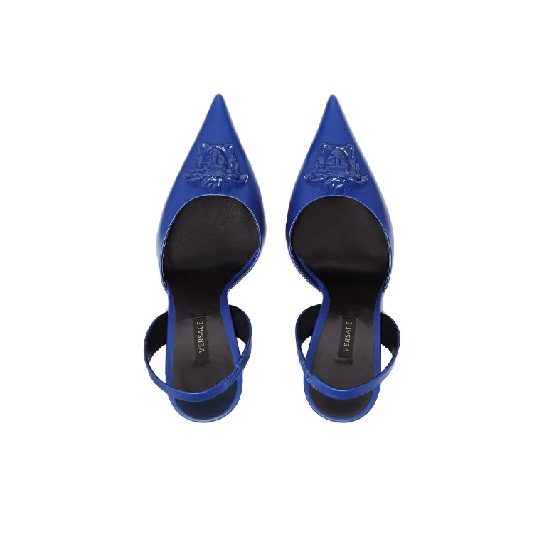 VERSACE La Medusa Slim Heel High Heels 12cm Women's Blue-3