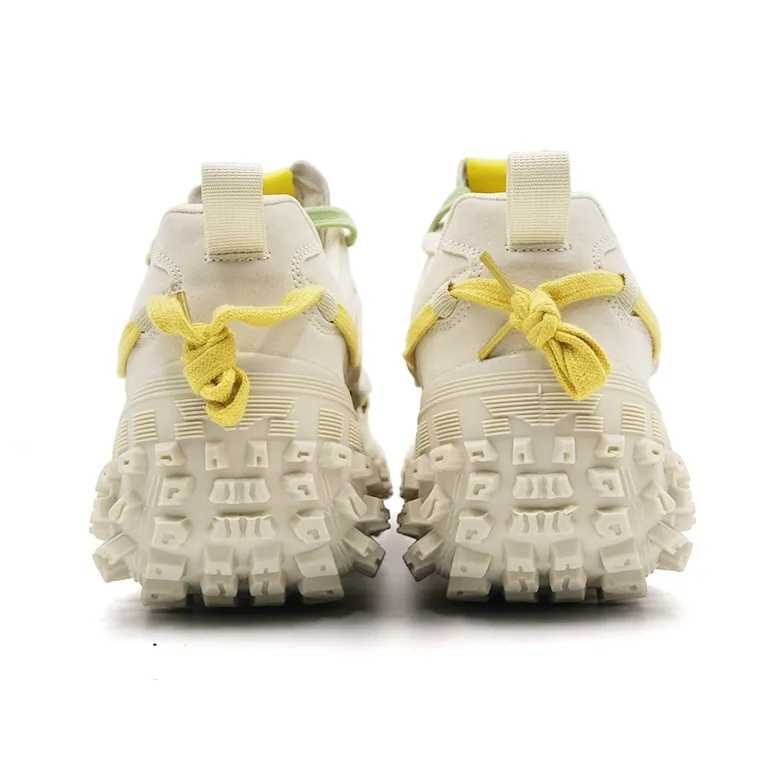 Hong Kong Meng Chunky Sneakers Unisex Low Top Beige-5