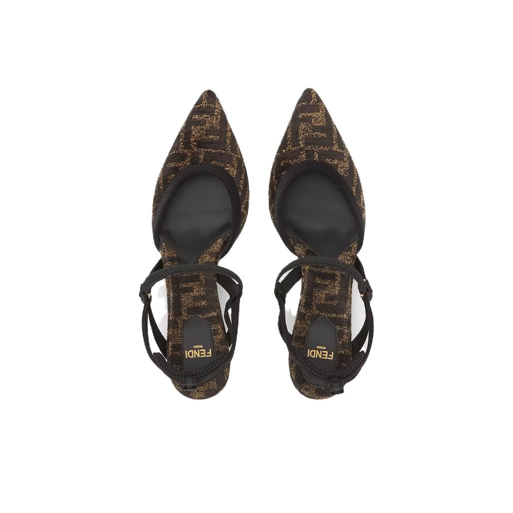 FENDI Monogram Jacquard Slingback Pumps - POIZON FENDI Monogram Jacquard Slingback Pumps - POIZON