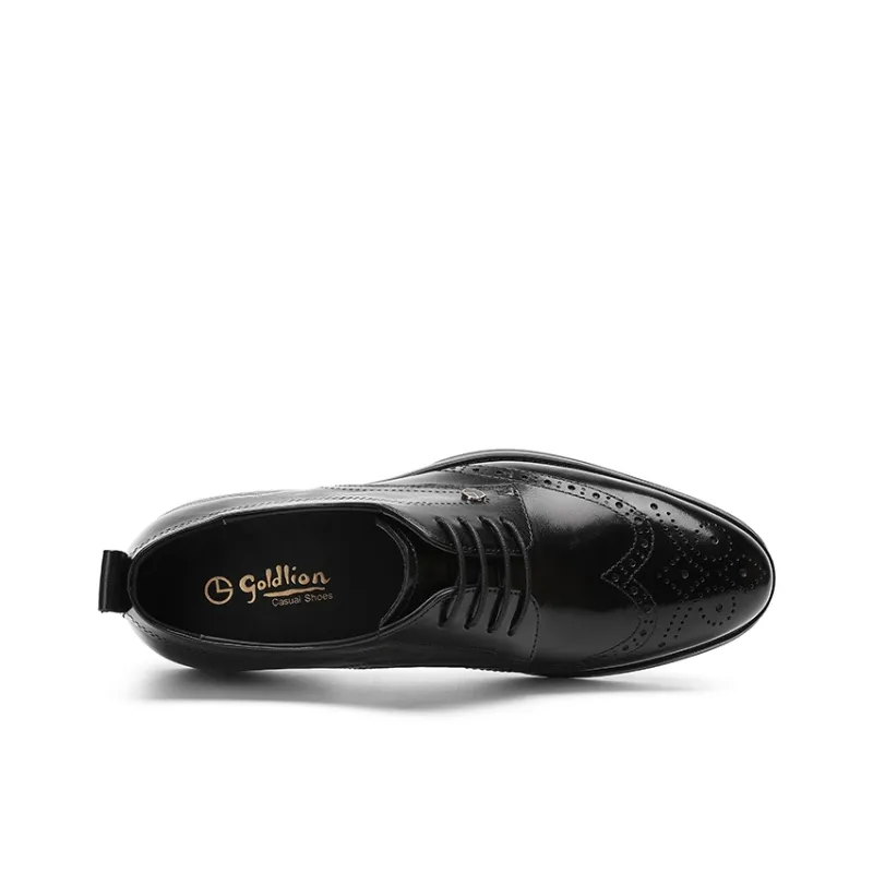 GOLDLION Dress Shoes Men Low Top Black/Brown-2