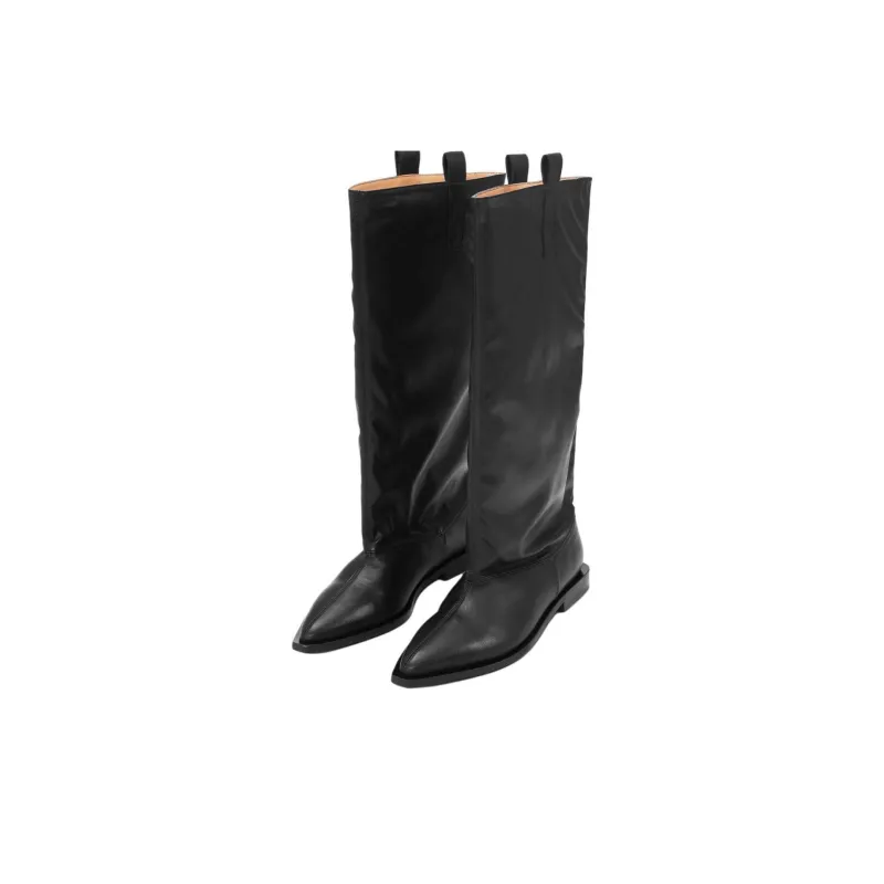 GANNI Western Loose Flat Tubular Boots Women's-4