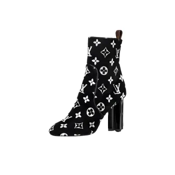 LOUIS VUITTON Silhouette Ankle Boots 10cm Women's Black White