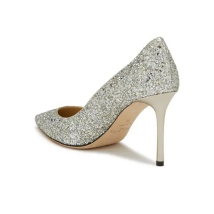 Jimmy Choo ROMY Slim Heel High Heels 8.5cm Women's Silver-4