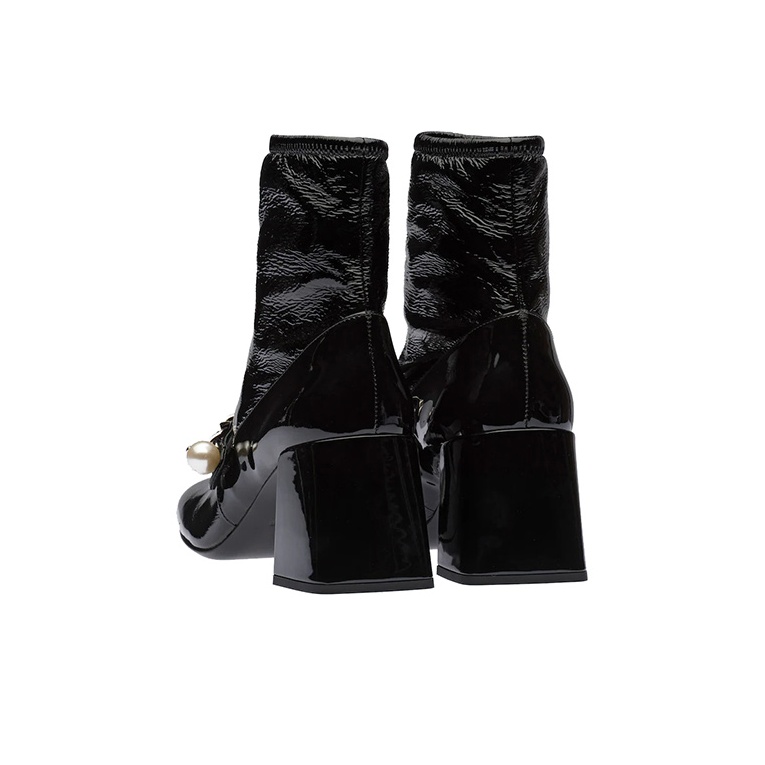 MIUMIU★素敵！BLACK NAPLAK STRETCH ANKLE BOOT MIU MIU Naplak Ankle Boots Women's Black - POIZON