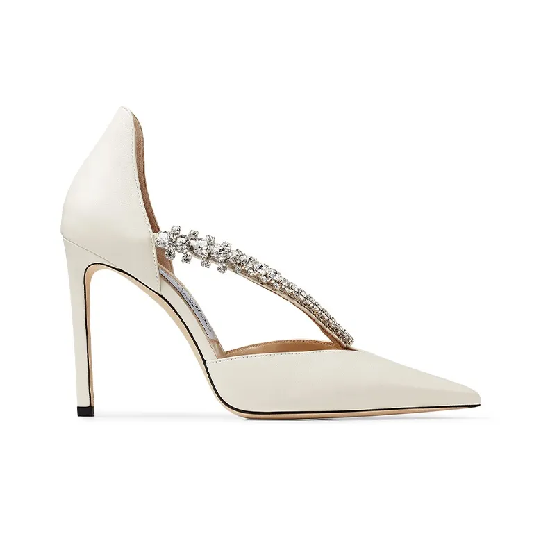Jimmy Choo Bee Slim Heel High Heels 10cm Women's White-1