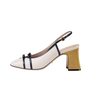 GUCCI Block Heel High Heels 6.5cm Women's White