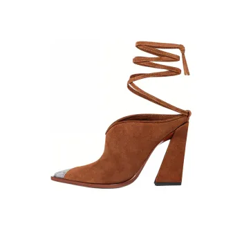 SONORA BOOTS Santiago Laces High Heels 10cm Women's Brown