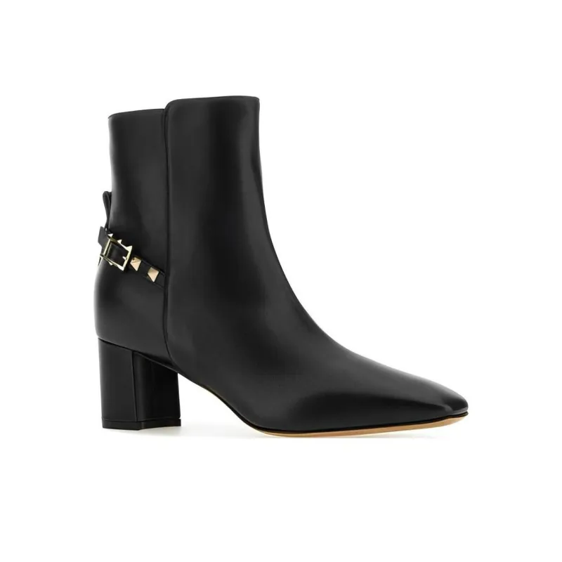 Valentino Garavani Rockstud Square Toe Ankle Boots Women's-2
