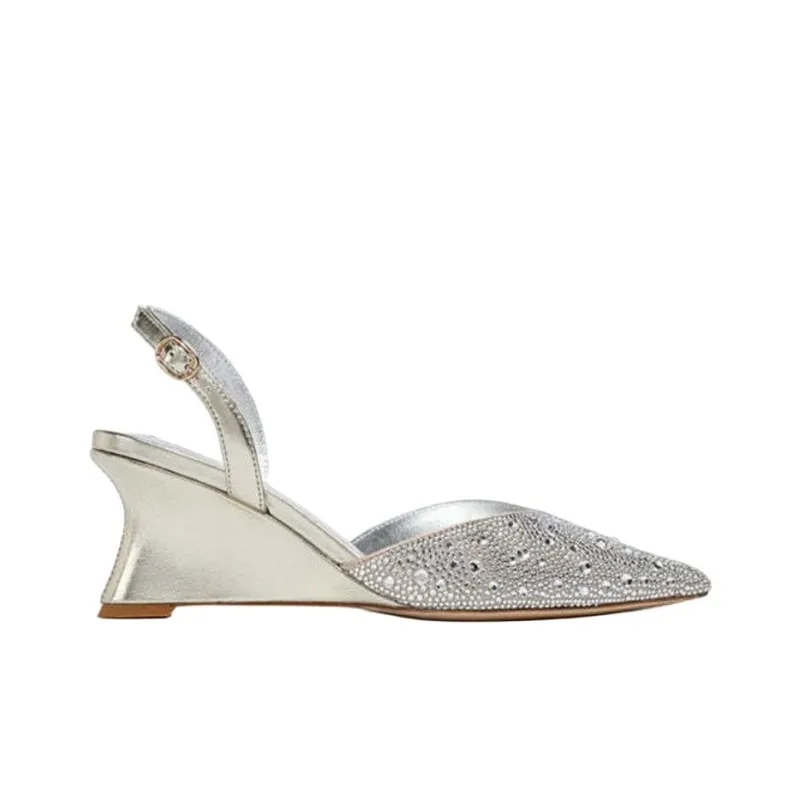 NICOLI Oriana Wedge Heel High Heels 7cm Women's Gold-1