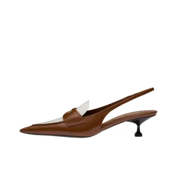 MIU MIU Penny Slim Heel High Heels Women's White Brown