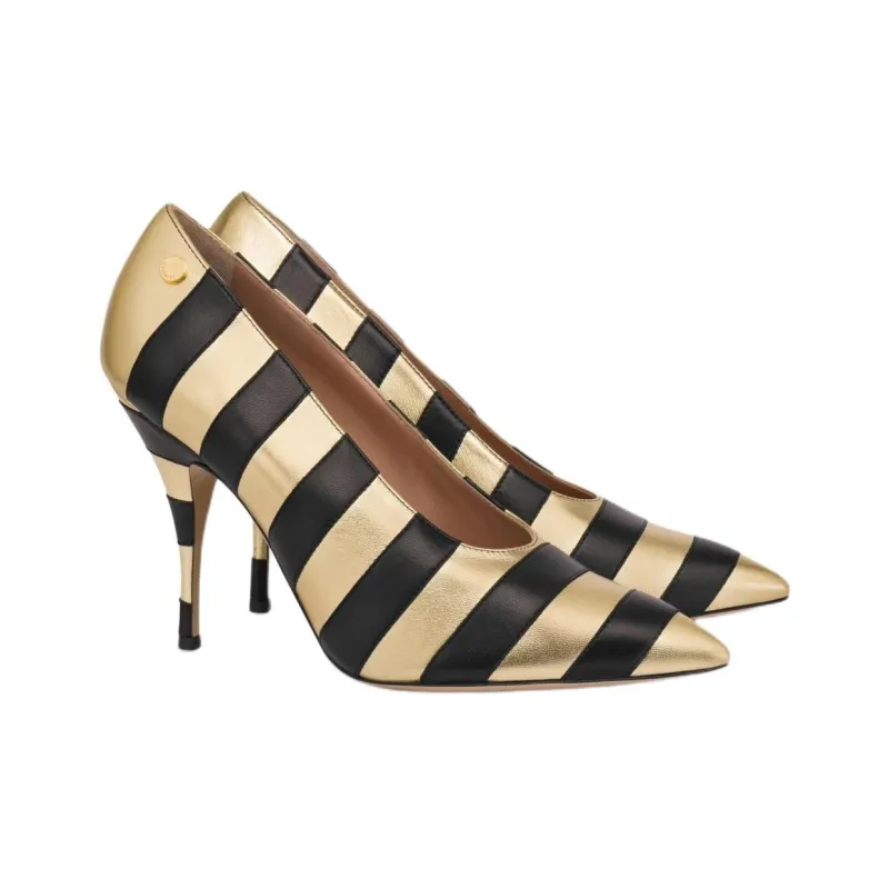 MOSCHINO Striped Metallic Pumps-3
