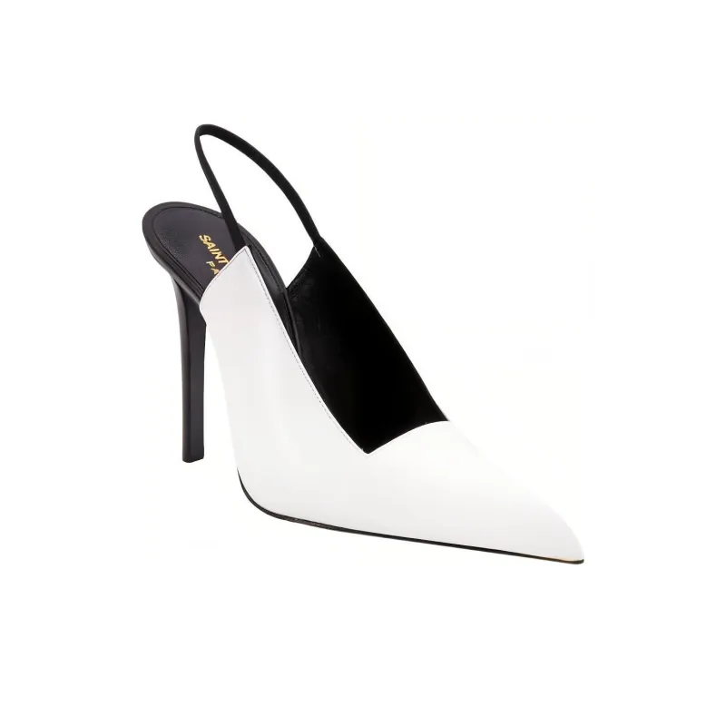 SAINT LAURENT Raven Pointed Toe Slingback Pumps-2