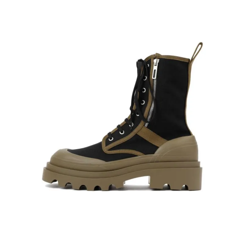 Bottega Veneta Lace Up Boots Black Green-0