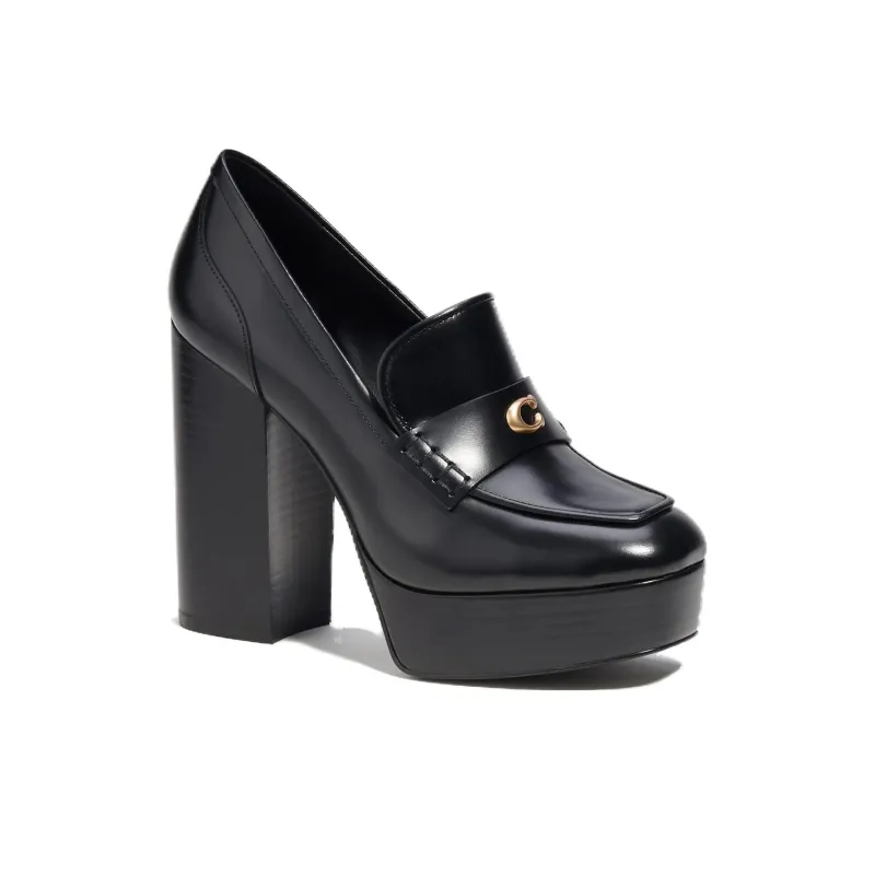 COACH Ilyse Chunky Heel High Heels 12cm Women's Black-2