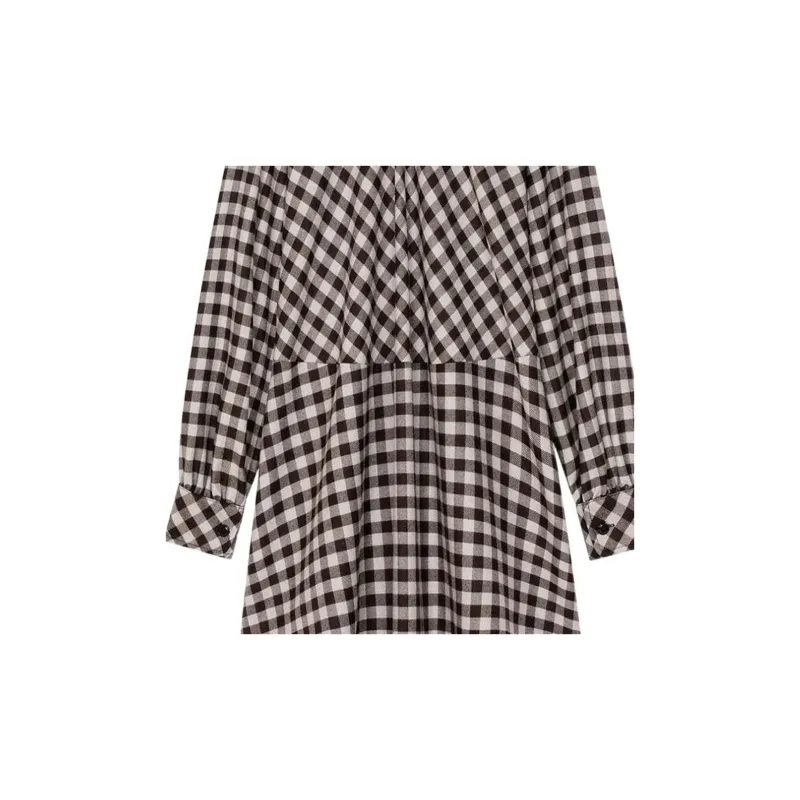 KENZO Gingham-Check Ruffle Hem Midi Dress-6