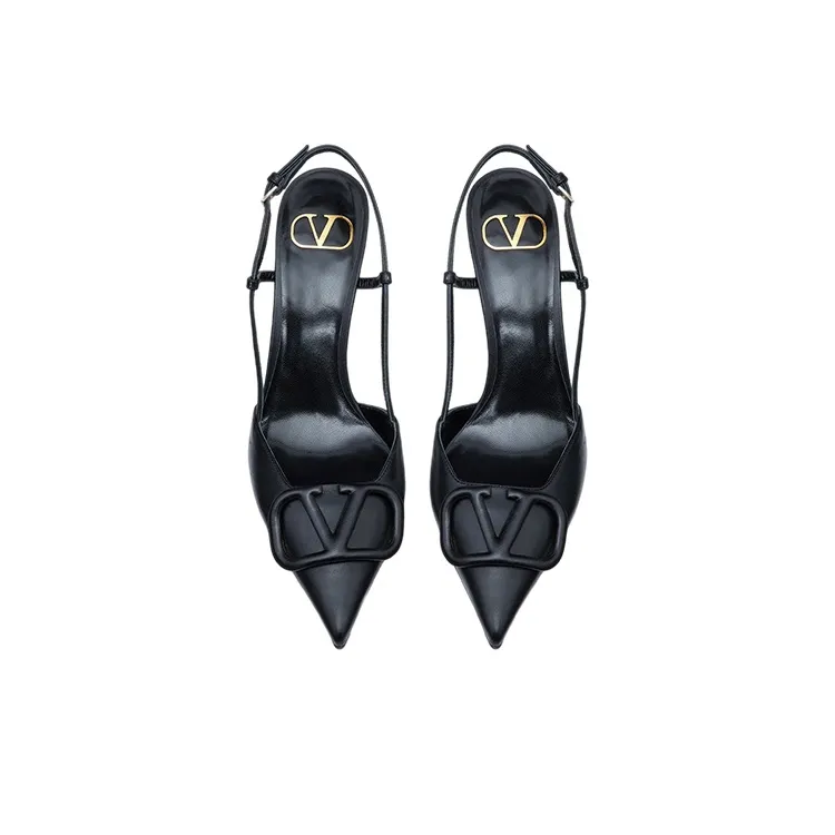 Valentino VLogo Signature GARAVANI Slim Heel High Heels 8cm Women's Black-2