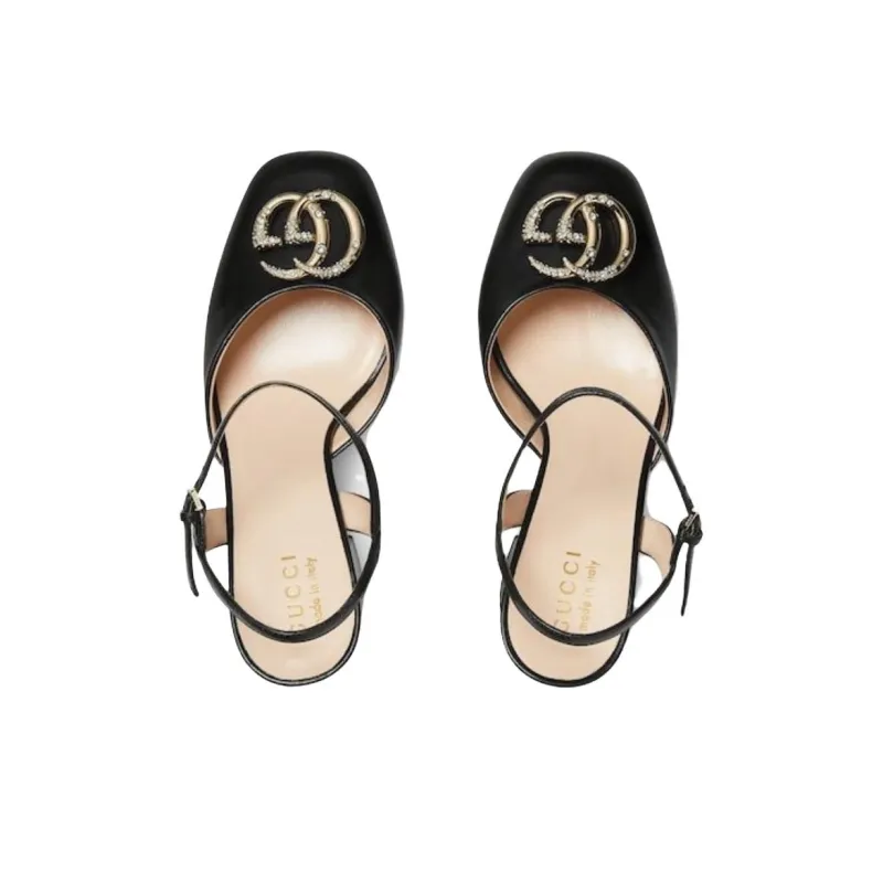 GUCCI Chunky Heel High Heels 11.5cm Women's Black-3