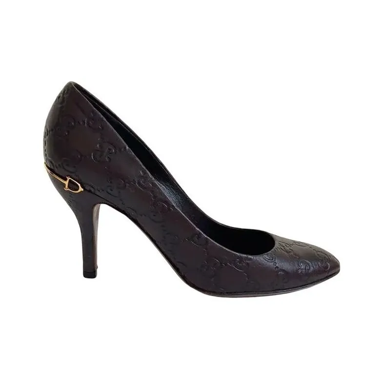 GUCCI Slim Heel High Heels Women's Dark Brown-1