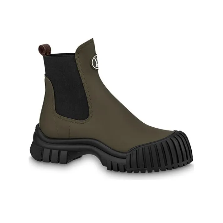LOUIS VUITTON Ruby Crew Chelsea Boots Women's Khaki Green-1