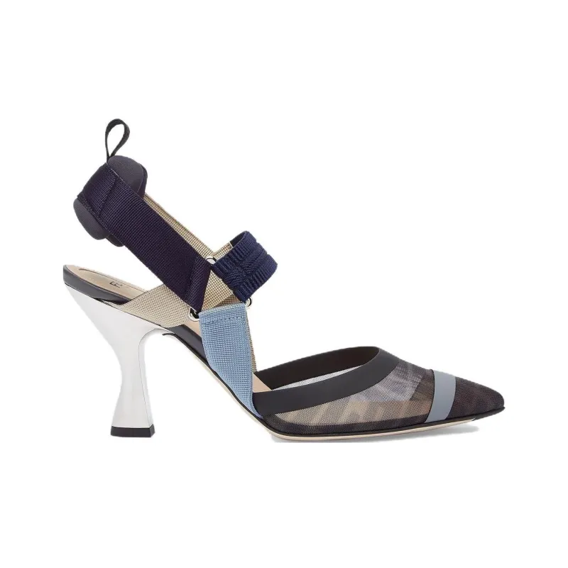 FENDI Block Heel High Heels 8.5cm Women's Light Brown-4