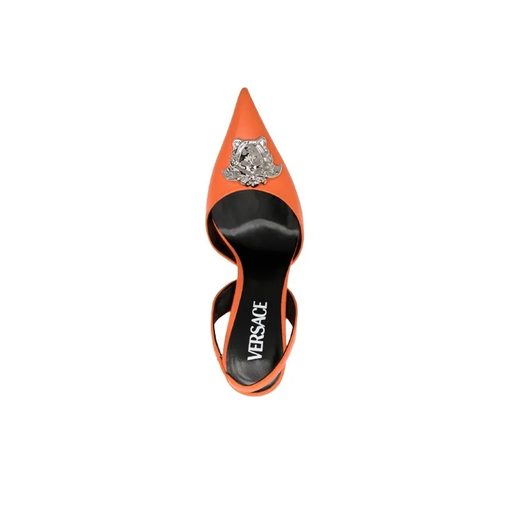 VERSACE Chunky Heel High Heels Women's Orange-3