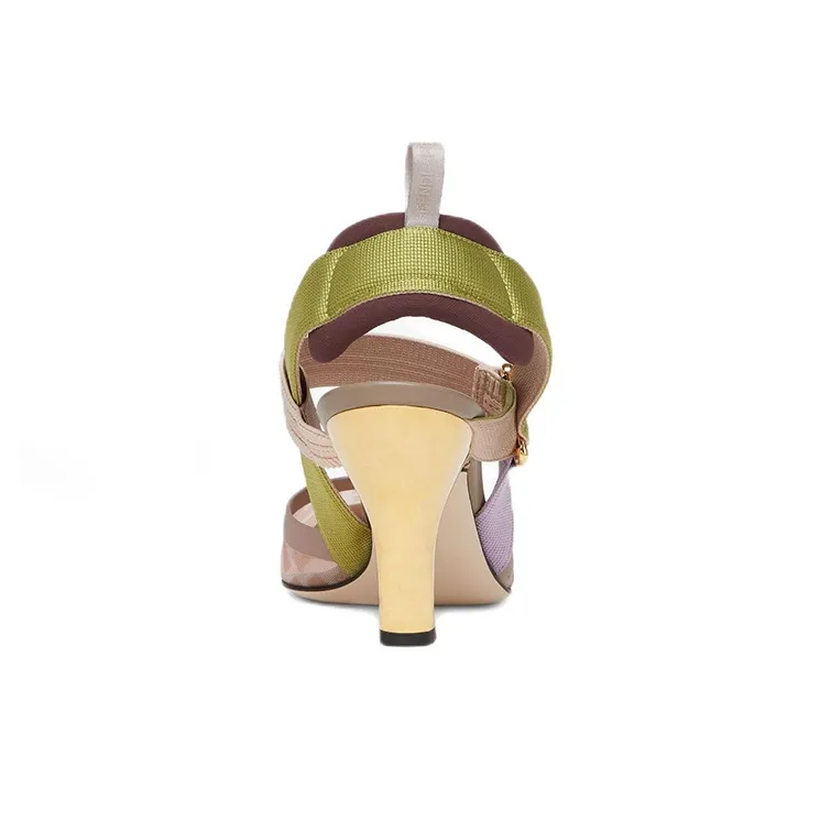 FENDI Colibri Slim Heel High Heels Women's Pink Green-2