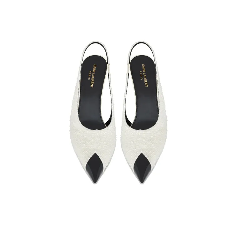 SAINT LAURENT Vesper Slim Heel High Heels 9cm Women's White-4
