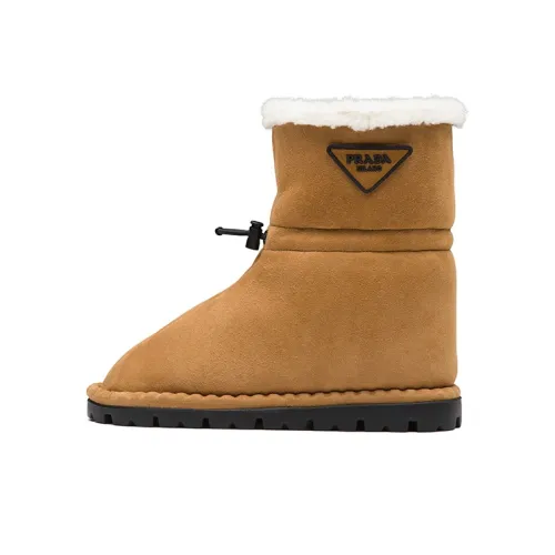 PRADA Blow Shearling Boot Brown Leather