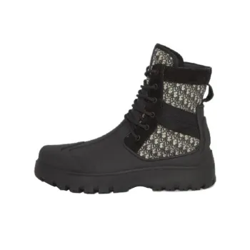 DIOR Garden Lace Up Ankle Boots Black Rubber