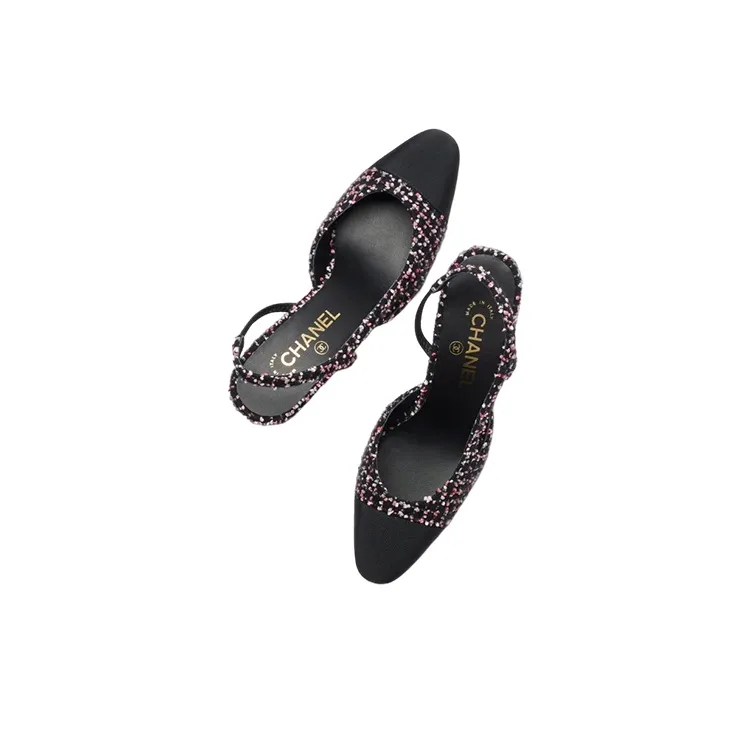 CHANEL Chunky Heel Stylish Sandal Women's Black-2
