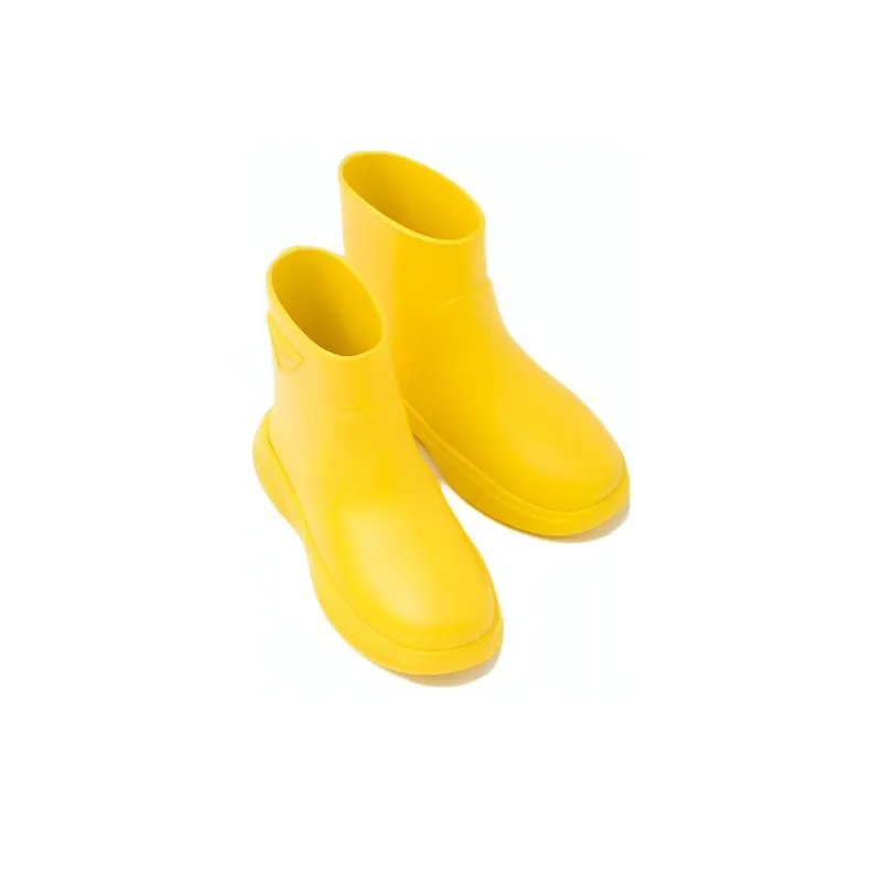 PRADA Pull On Rain Booties Sunny Yellow Rubber Women's-2