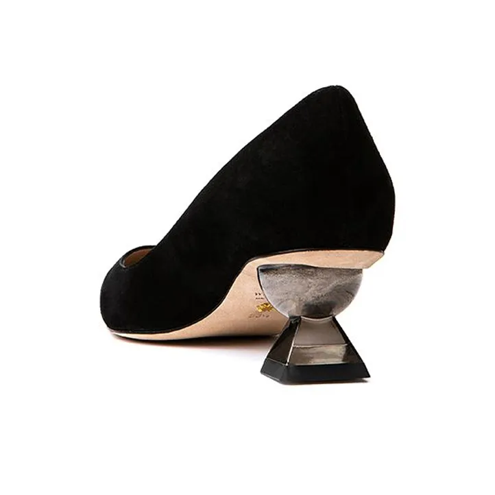 Stuart Weitzman/SW Lucite Sculptural 50 Pump Irregular Heel High Heels Women's Black-2