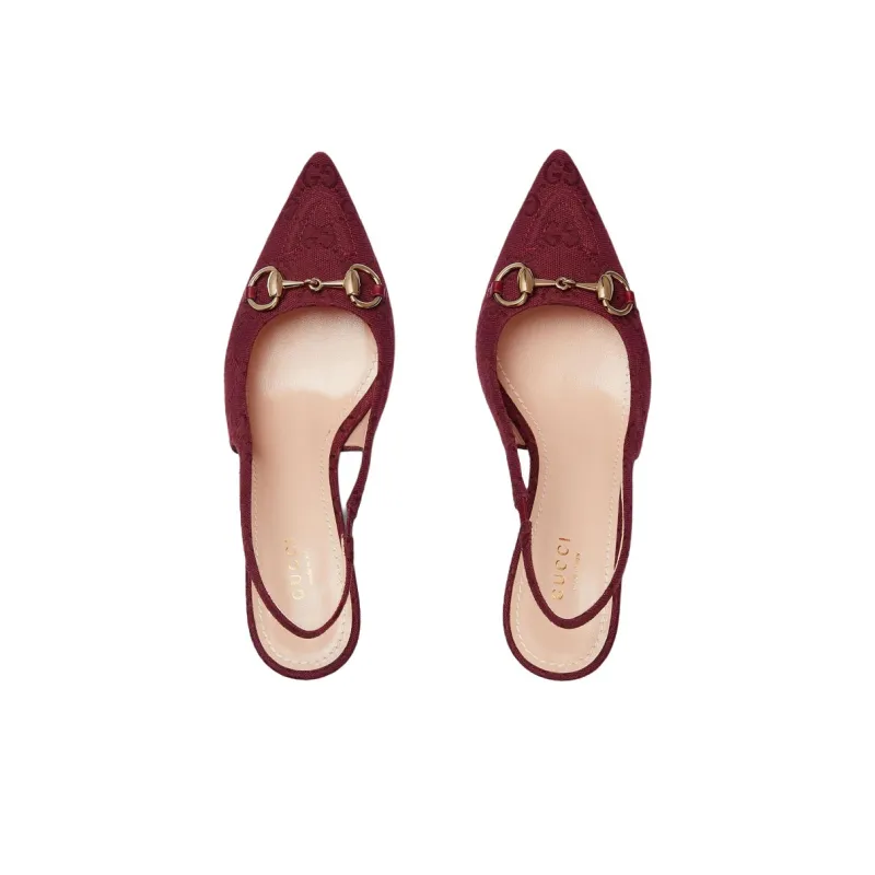 GUCCI Clamp Slim Heel High Heels 8.5cm Women's Red-4