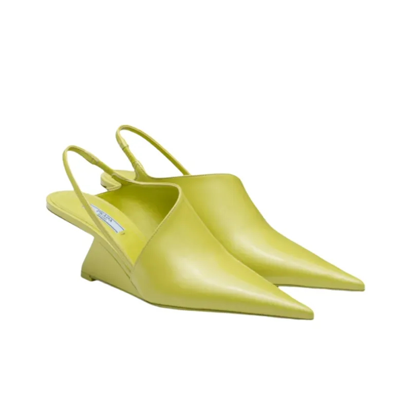 PRADA Irregular Heel High Heels Women's Lime Green-2