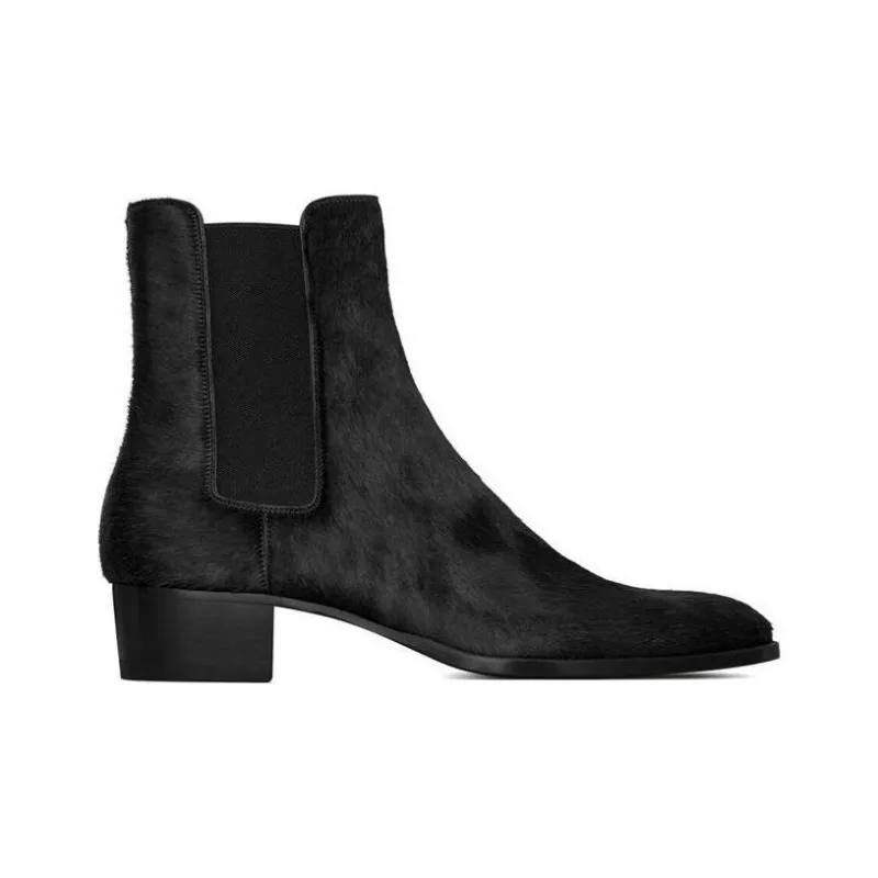 SAINT LAURENT Wyatt Short Chelsea Boots Men's Pitch Black-1