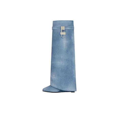 Givenchy Shark Lock Knee high Boots 8.9cm Women's Blue