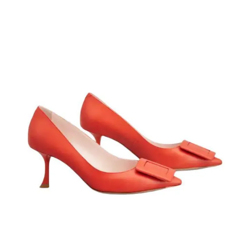 Roger Vivier Viv' In The City Slim Heel High Heels 6.5cm Women's Orange-2