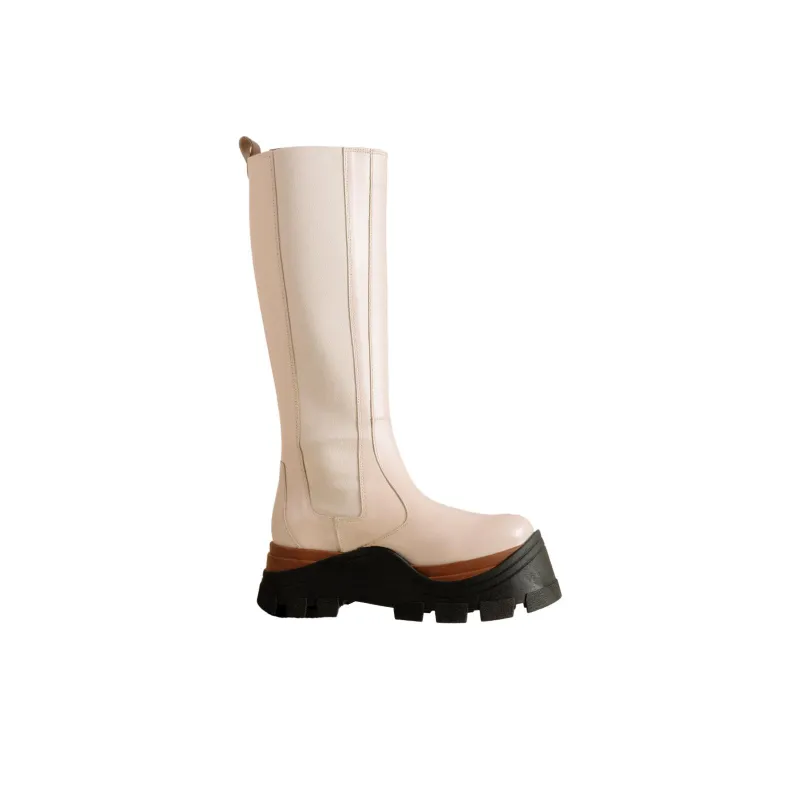 ALOHAS Knee-High Chelsea Boots 6cm Women's White-1