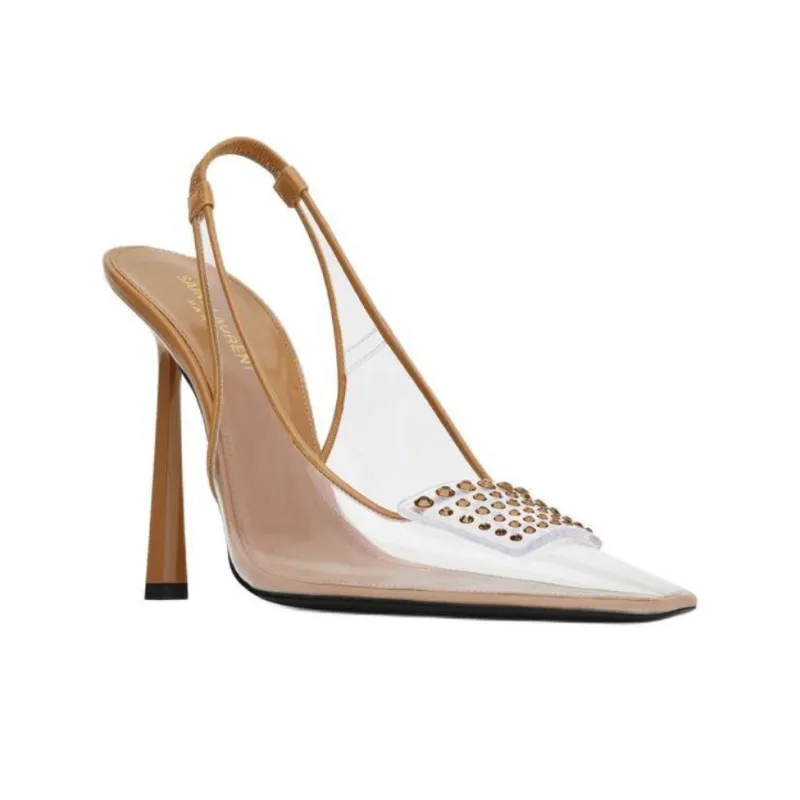 SAINT LAURENT Jive Slim Heel High Heels 11cm Women's Brown-2