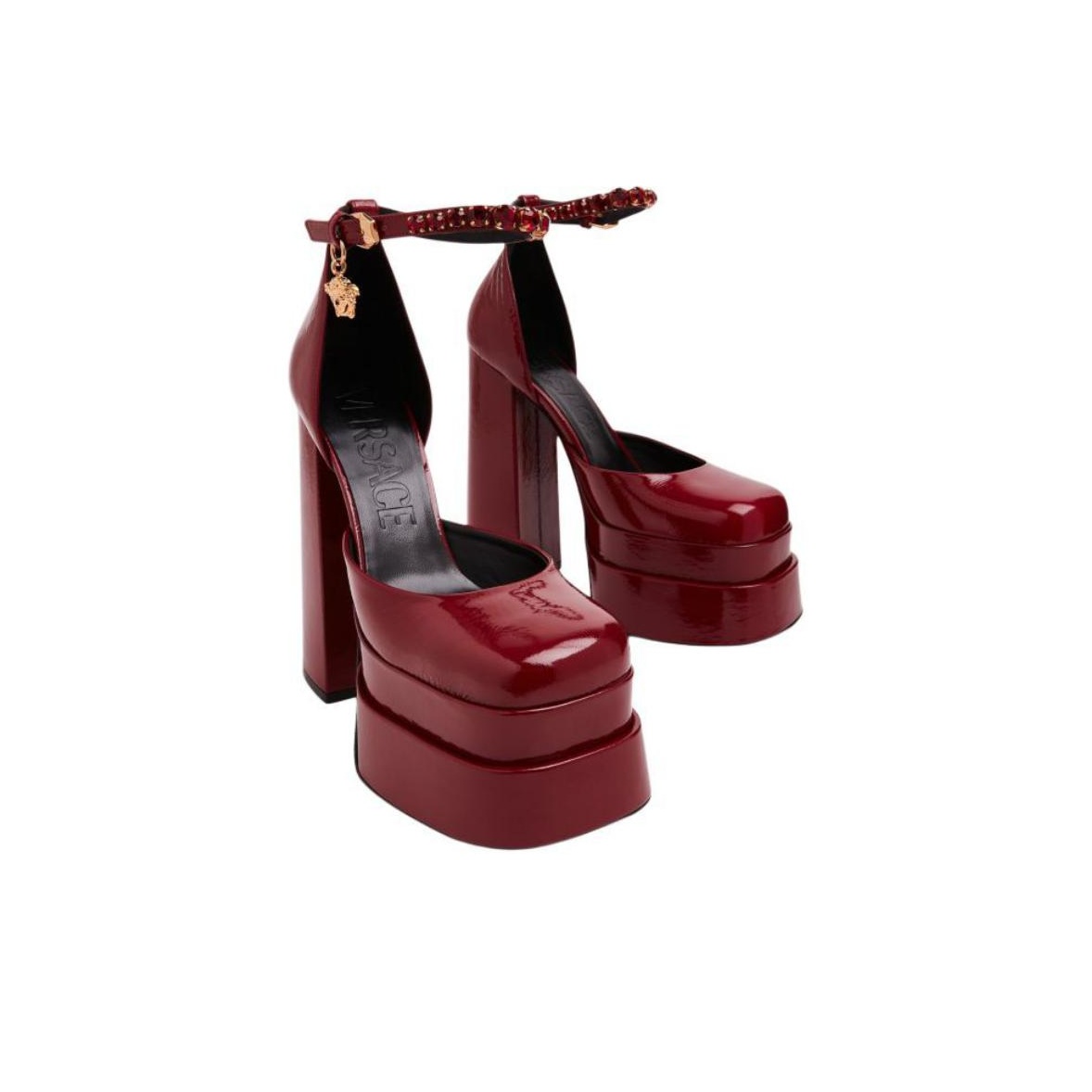 VERSACE ピンクと黒のレギンス 38 I Love Pumps in suede Black Woman RVW53824540HR042B999
