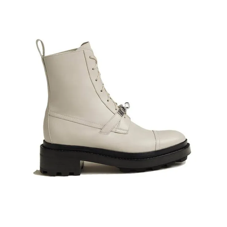 HERMES Funk Ankle Boots Women's Ecru-1