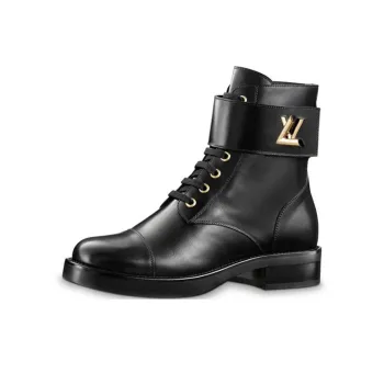 LOUIS VUITTON Lv Wonderland Small Cowhide Martin Boots Black Women's