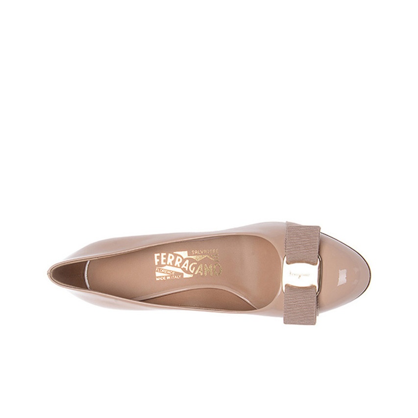 FERRAGAMO Carla 55 Block Heel High Heels 5.5cm Women's Nude FERRAGAMO Carla 55 Block Heel High Heels 5.5cm Women's Nude